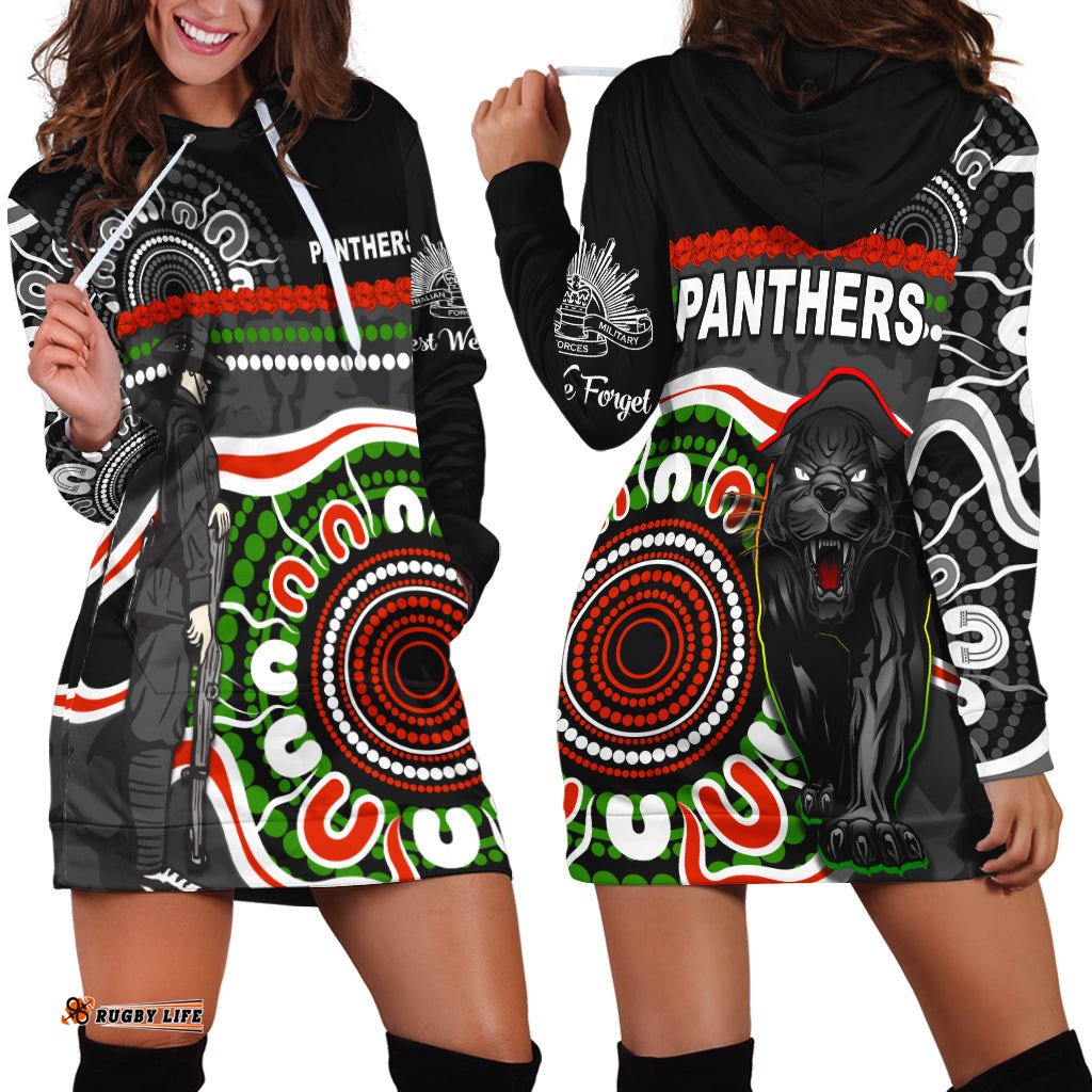 Panthers Anzac Day Hoodie Dress Aboriginal Lest We Forget Ver.01