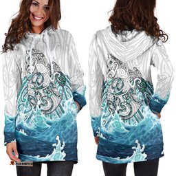 Maori Manaia The Blue Sea Women'S Hoodie Dress, White