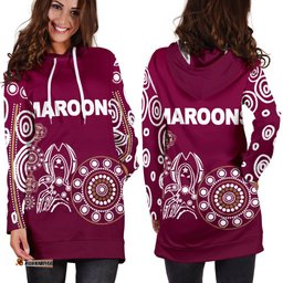 Queensland Women's Hoodie Dress Maroons Simple Indigenous