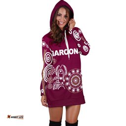 Queensland Women's Hoodie Dress Maroons Simple Indigenous