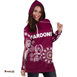 Queensland Women's Hoodie Dress Maroons Simple Indigenous