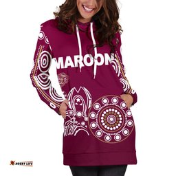 Queensland Women's Hoodie Dress Maroons Simple Indigenous