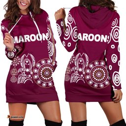 Queensland Women's Hoodie Dress Maroons Simple Indigenous