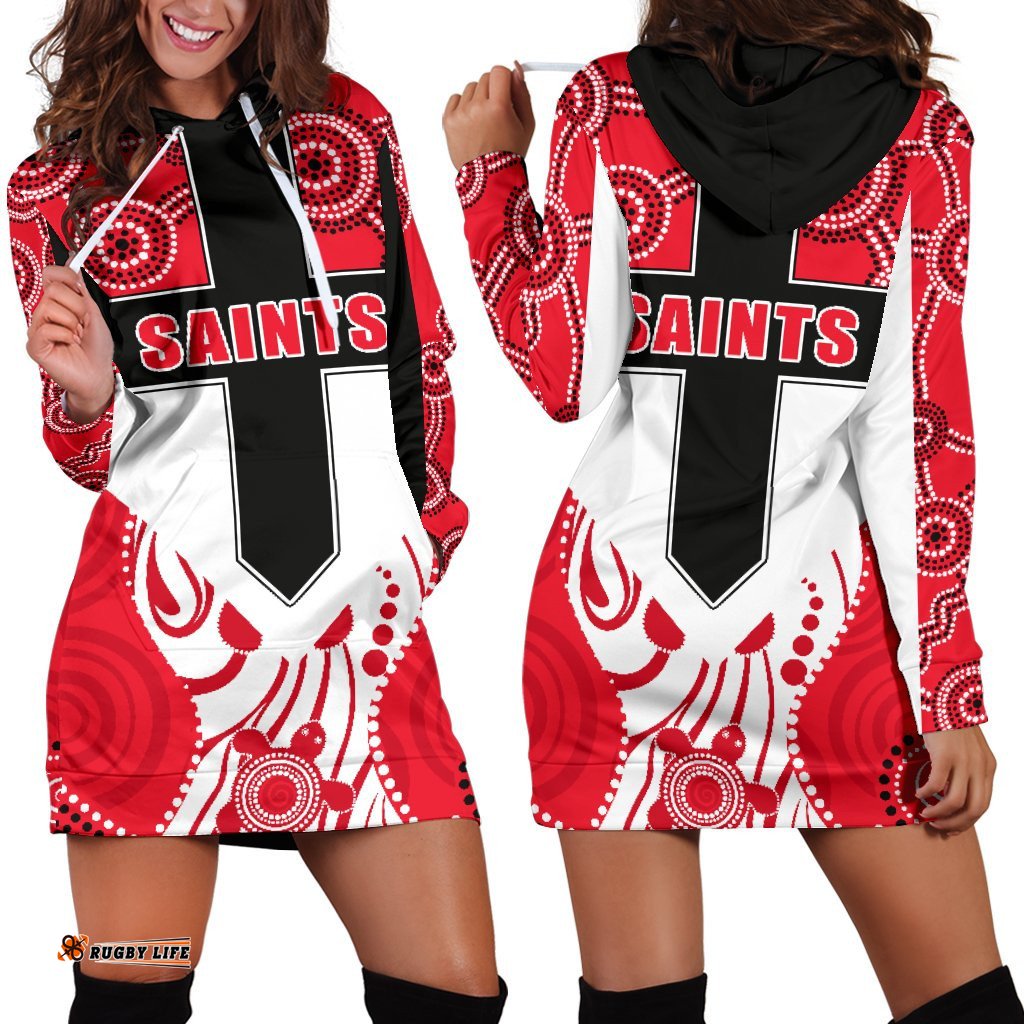 Saints Enthusiasm Women Hoodie Dress St Kilda Indigenous