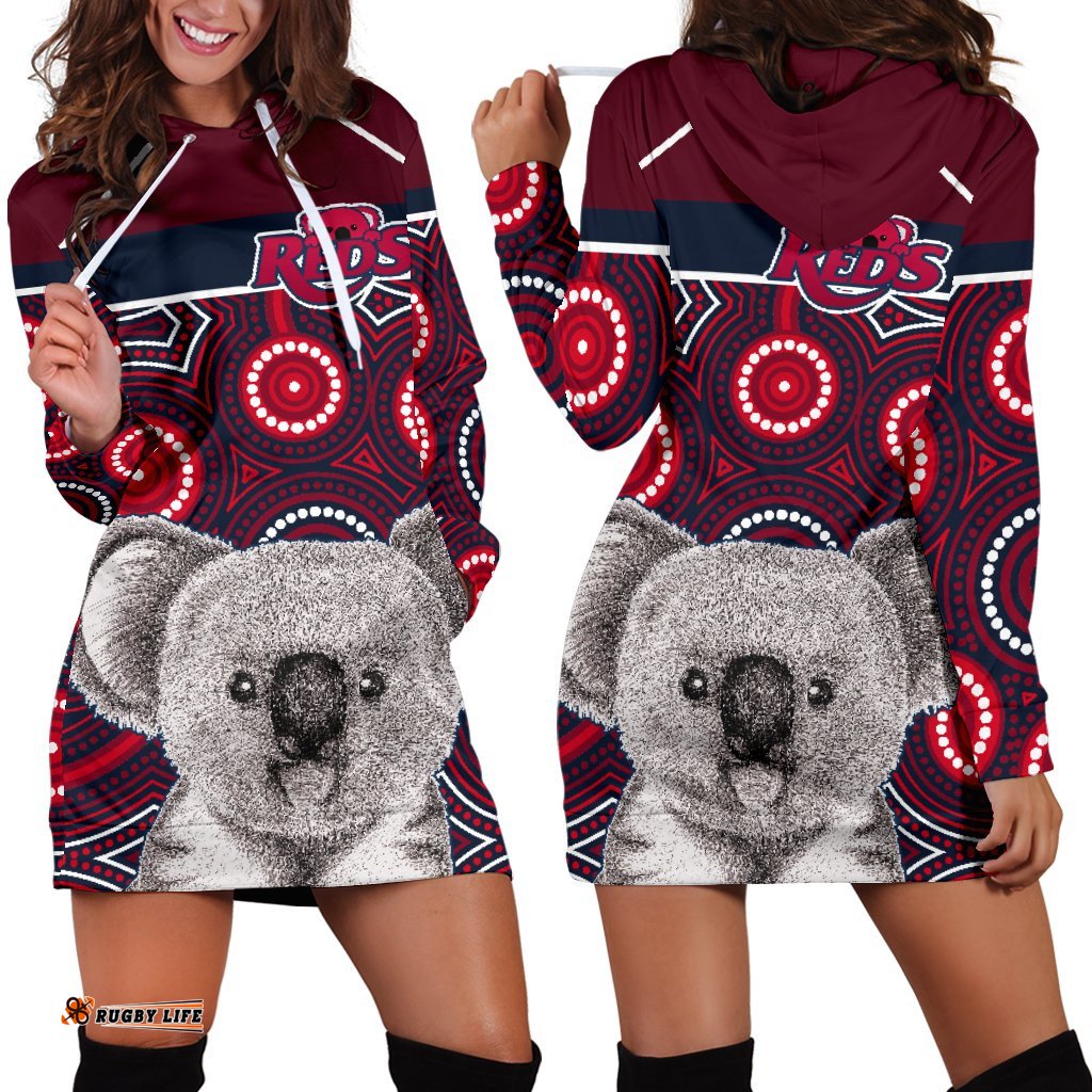 Reds Rugby Australian Women Hoodie Dress Simple Indigenous Queensland
