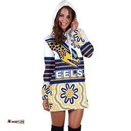 Eels Rugby Women Hoodie Dress Indigenous Parramatta Newest White