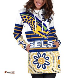Eels Rugby Women Hoodie Dress Indigenous Parramatta Newest White