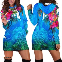 Hoodie Dress Torres Strait Blue Sea With Hibiscus