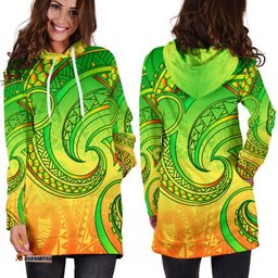 New Zealand Maori Mangopare Women Hoodie Dress Polynesian Green 01