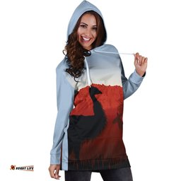 Hoodie Dress Australian Nature with Emu and Kangaroo