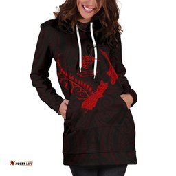 New Zealand Heart Women'S Hoodie Dress Map Kiwi Mix Silver Fern Red
