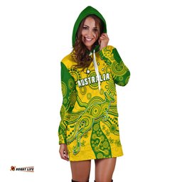 Custom Text And Number Australia Hoodie Dress National Colours Proud Aussie Special Indigenous