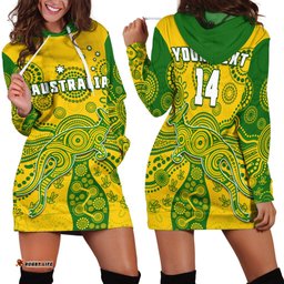 Custom Text And Number Australia Hoodie Dress National Colours Proud Aussie Special Indigenous