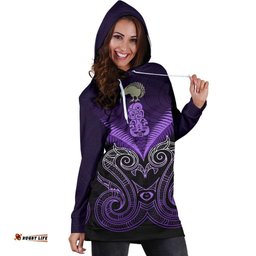 Maori Manaia New Zealand Hoodie Dress Purple