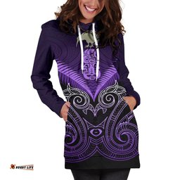 Maori Manaia New Zealand Hoodie Dress Purple