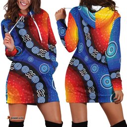 Hoodie Dress Aboriginal Color Dot Painting