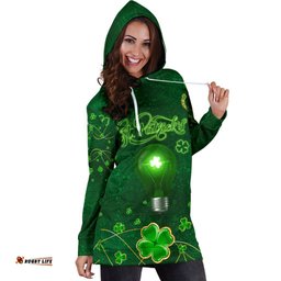 Patrick's Day Women Hoodie Dress Shamrock Vibes