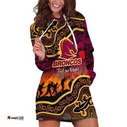 Custom Personalised Anzac Day NRL Broncos Hoodie Dress Aboriginal Lizard Patterns