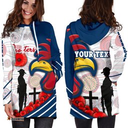 Custom Personalised Australia Roosters Women's Hoodie Dress Anzac Day Three Tiles Style
