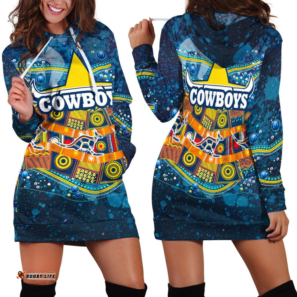 NAIDOC Week Cowboys Hoodie Dress Aboriginal Dot Painting