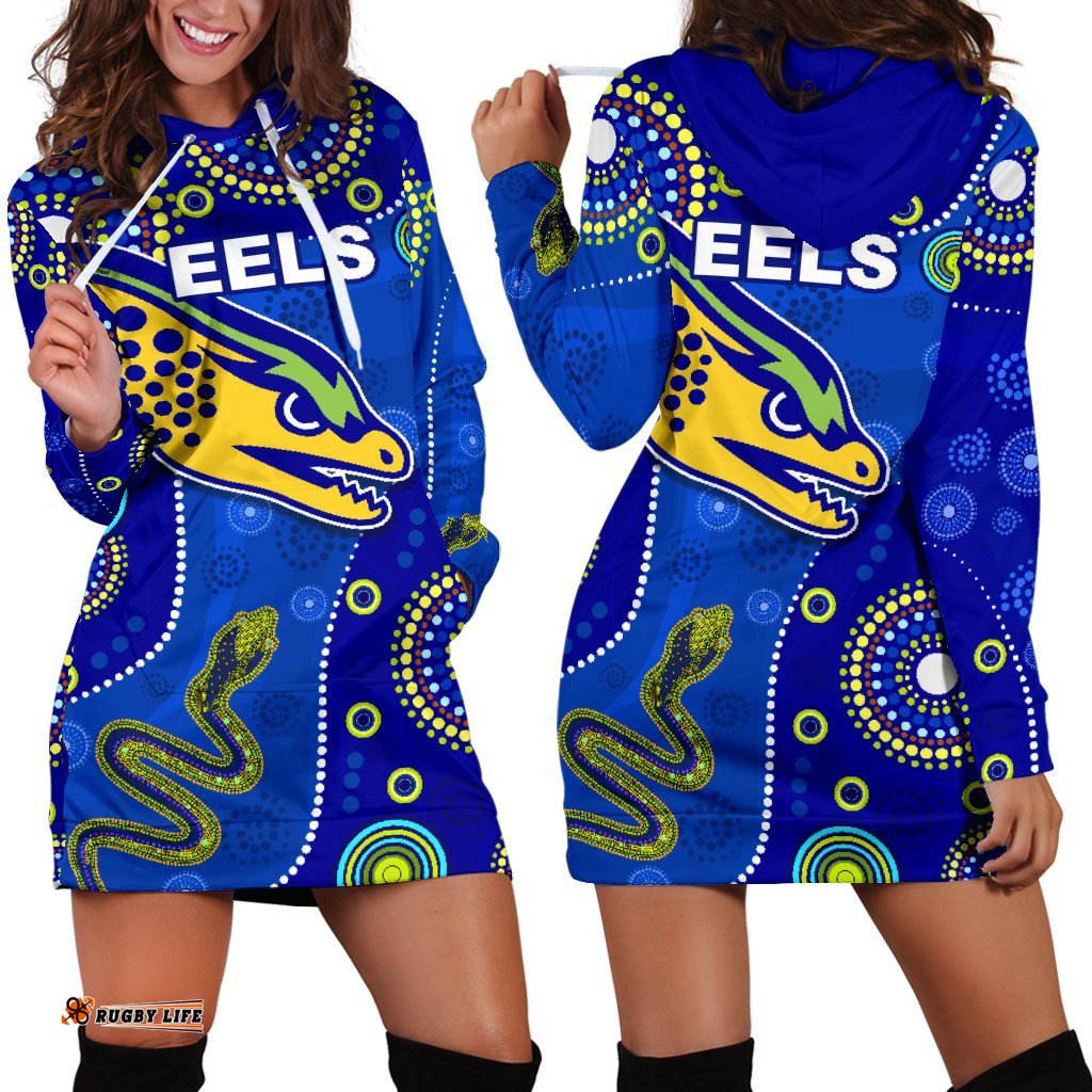 Eels Indigenous Women Hoodie Dress Competitive 08