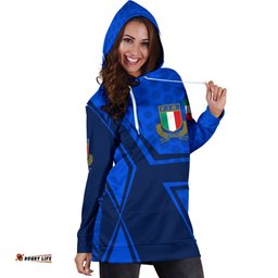 Italy Rugby Women's Hoodie Dress Gli Azzurri Vibes