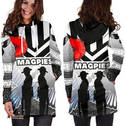 Magpies Women's Hoodie Dress Collingwood Anzac Day Special Version