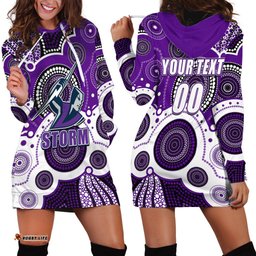 Custom Personalised And Number STORM NRL Hoodie Dress Aboriginal Patterns