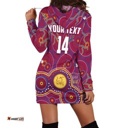 Custom Text And Number Brisbane Football Hoodie Dress Indigenous Pattern Go Lions Unique Version