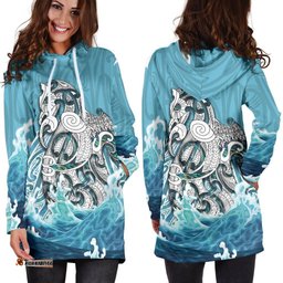 Maori Manaia The Blue Sea Hoodie Dress