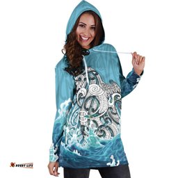Maori Manaia The Blue Sea Hoodie Dress