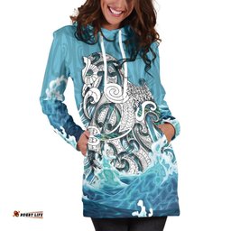Maori Manaia The Blue Sea Hoodie Dress