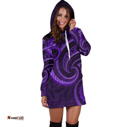 New Zealand Maori Mangopare Women Hoodie Dress Polynesian Purple
