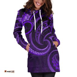New Zealand Maori Mangopare Women Hoodie Dress Polynesian Purple