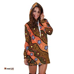 Hoodie Dress Aboriginal Dot Unique Style Turtle