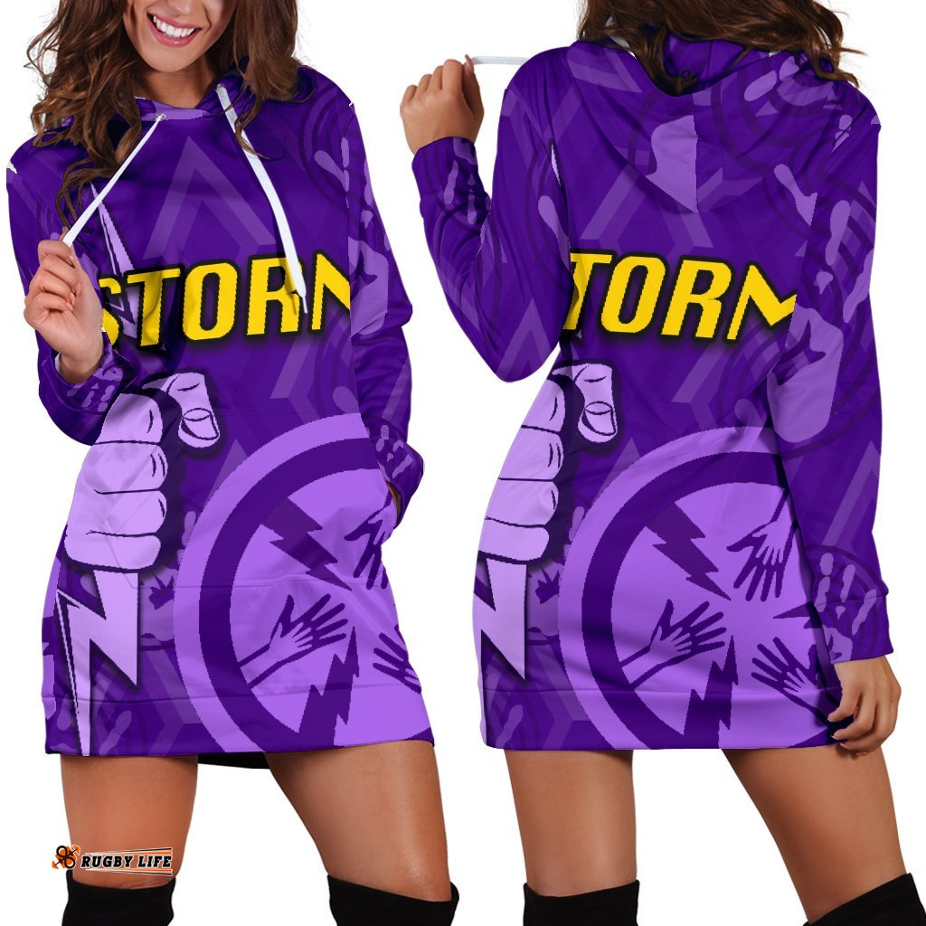 Melbourne All Over Women Hoodie Dress Storm