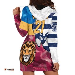 Brisbane-Geelong Football Custom Hoodie Dress Cracked Metal Style