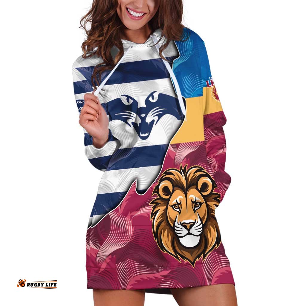 Brisbane-Geelong Football Custom Hoodie Dress Cracked Metal Style