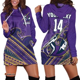 Custom Text And Number Storm Rugby Hoodie Dress Melbourne Pasifika Aboriginal Gradient Polynesian