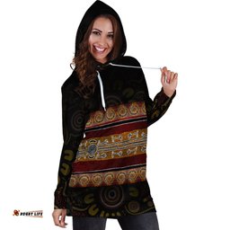 Hoodie Dress Aboriginal Dot Panting Art Horizontal Lines