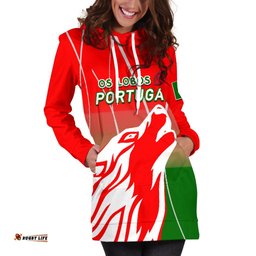 Portugal Rugby Women Hoodie Dress Wolf Os Lobos