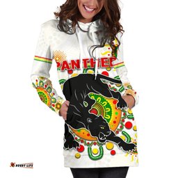 Penrith Women's Hoodie Dress Indigenous Panthers White