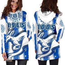 Melbourne Kangaroos Women Hoodie Dress Indigenous North Roos White