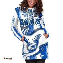 Melbourne Kangaroos Women Hoodie Dress Indigenous North Roos White