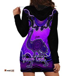 Personalised Australia Aquarius Emu Zodiac Hoodie Dress Auz Astrology Aboriginal Purple