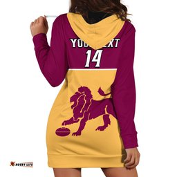 Personalised Brisbane Lions Football Hoodie Dress Sporty Gold Version