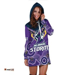 Melbourne Storm Rugby Hoodie Dress Indigenous Boomerang Gradient Style