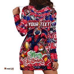 Custom Demons Football Merry Christmas Hoodie Dress Indigenous Australian Art