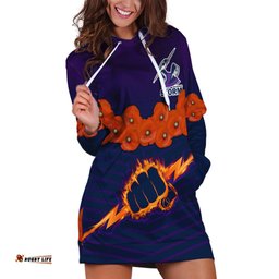 Custom Text And Number ANZAC Melbourne Storm Rugby Hoodie Dress Poppy Flowers Sporty Style