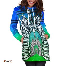 Hoodie Dress Turtle Background With Dhari Mask
